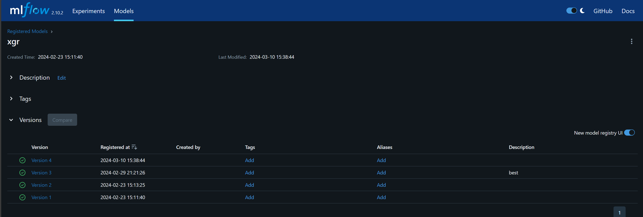 MLFlow Model Registry